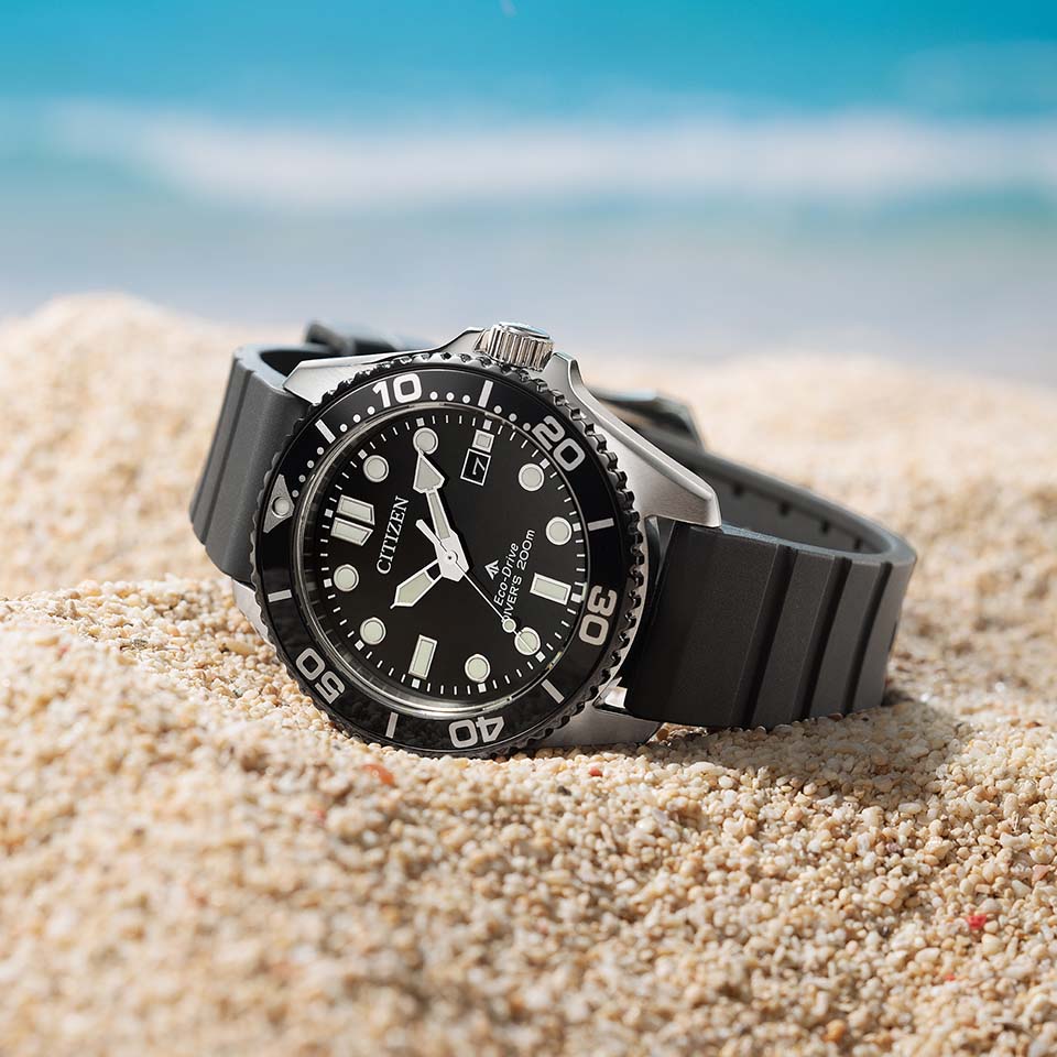 Citizen Promaster Diver BN0266-07E men's watch black dial black rubber strap case back