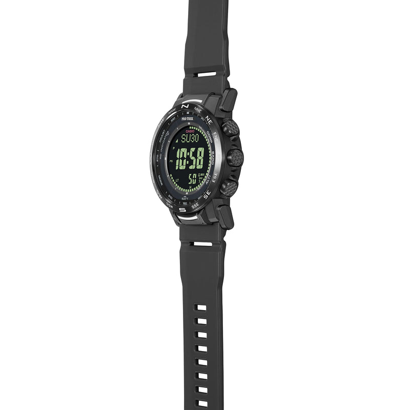 Digital sports watch with a black strap and circular display showing the time 10:50.