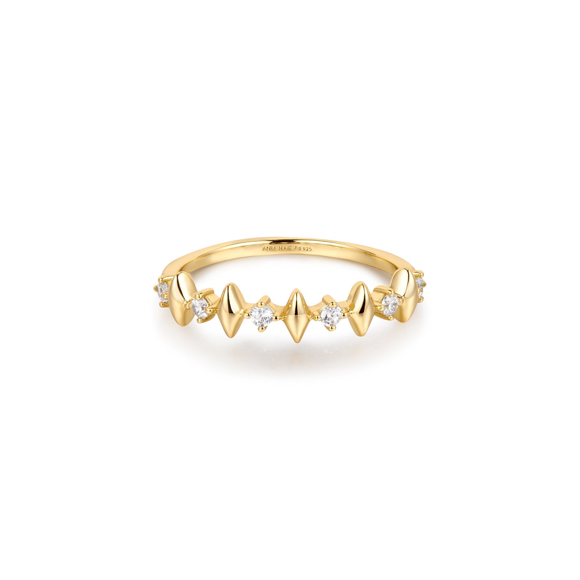 Ania Haie Gold Sparkle Ring Art Deco Style Cubic Zirconia Shine