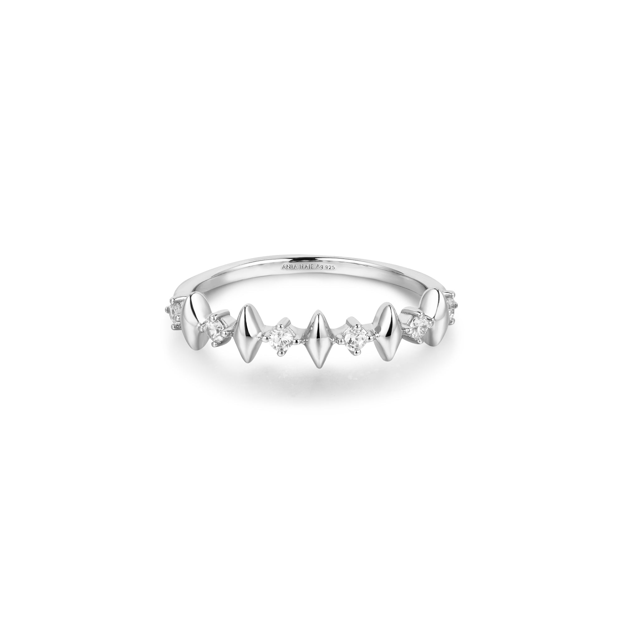 Ania Haie Silver Sparkle Ring Art Deco CZ Elegant Jewelry