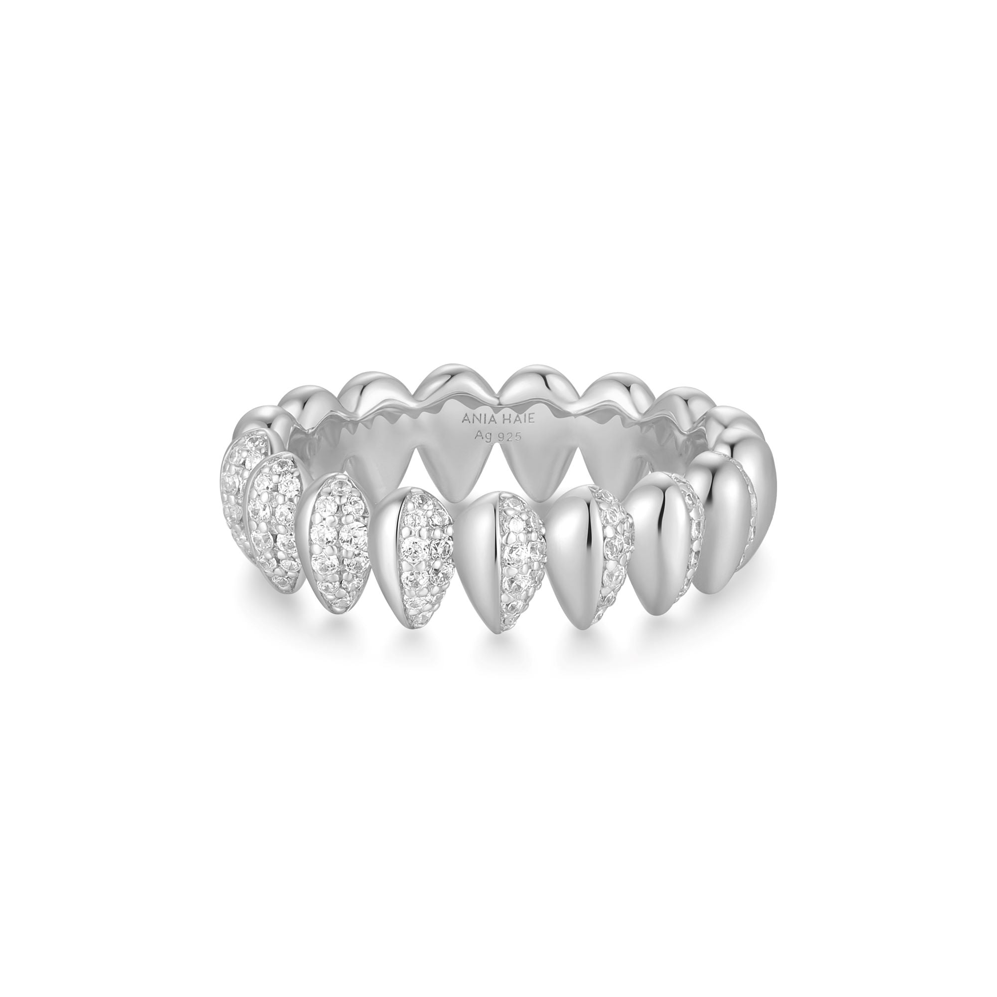 Ania Haie Silver Sparkling Spike Ring Bold Elegant Statement Jewelry