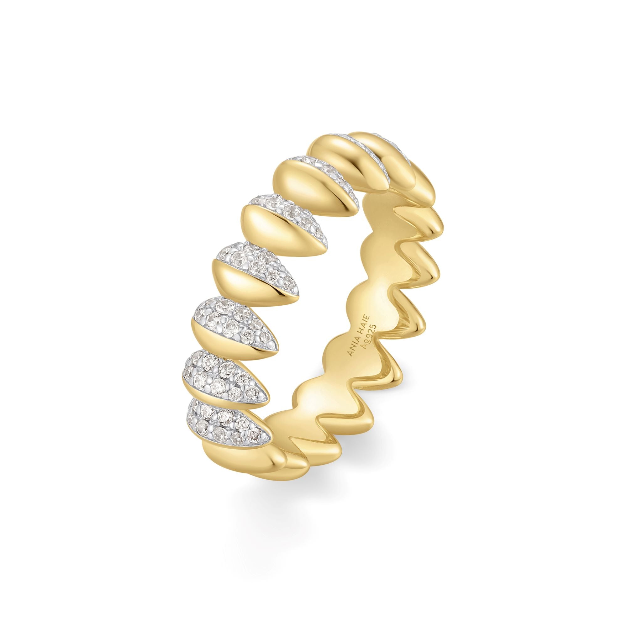 Ania Haie Two Tone Sparkling Spike Ring Bold Modern Statement Jewelry