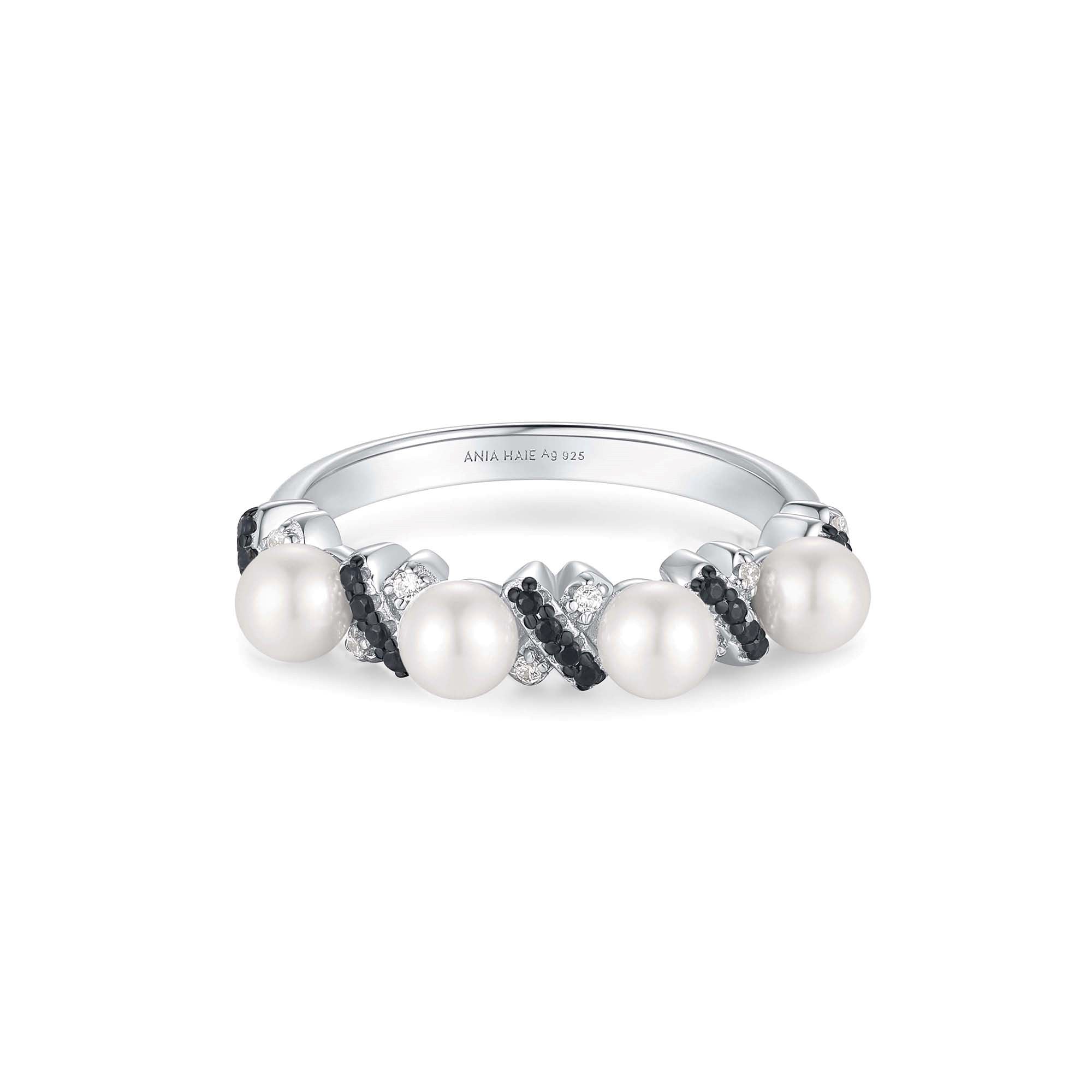 Ania Haie Two Tone Shell Pearl Ring Elegant Modern Jewelry Trend