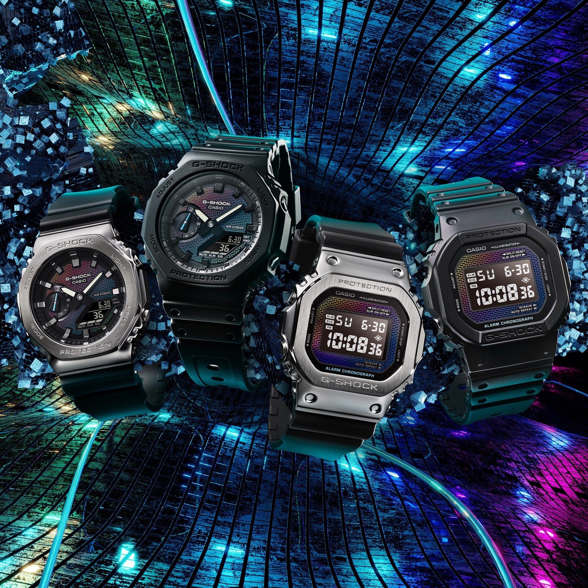 Iconic G-Shock 5600 Series Timepiece with Rainbow Gradation DW5600RW-1D