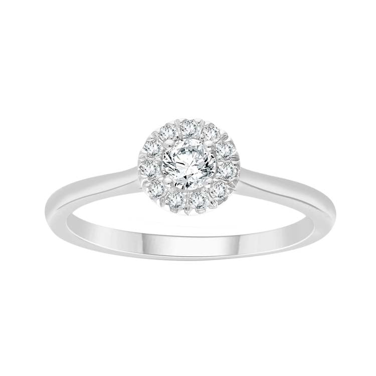 0.25ct Diamond Halo Ring in 9K White Gold