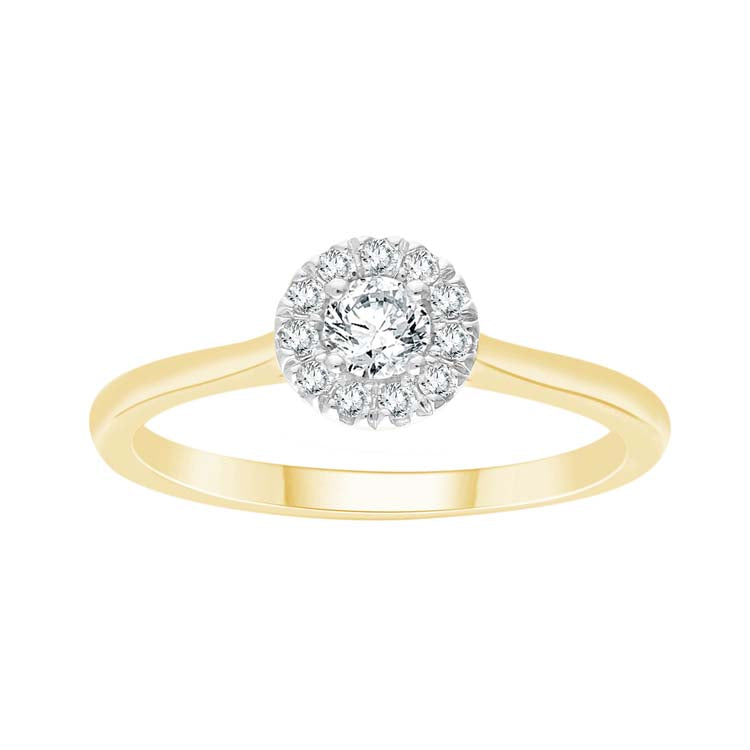 0.25ct Diamond Halo Ring in 9K Yellow Gold