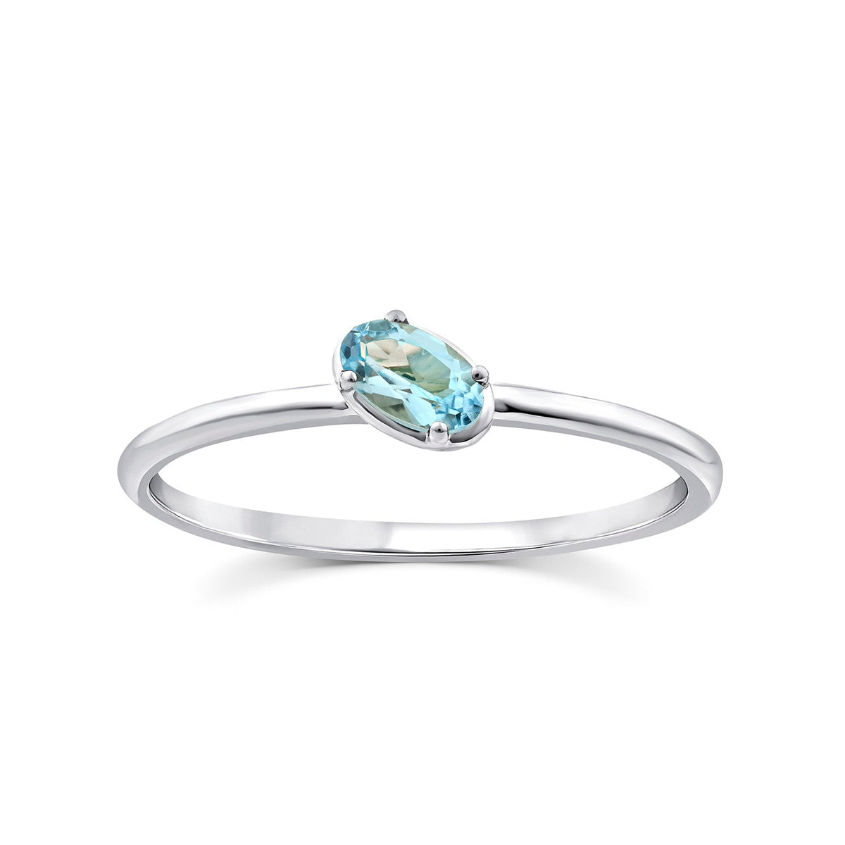 Oval Swiss Blue Topaz Ring in 9K White Gold