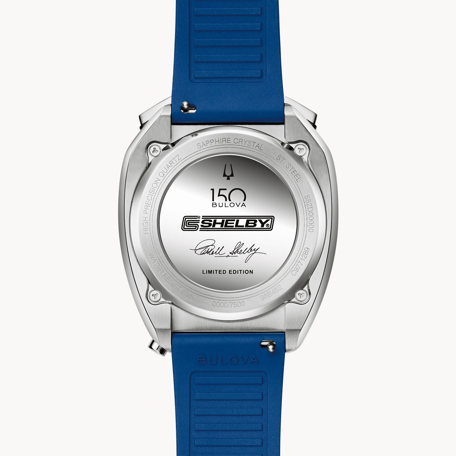 Bulova Racer Chronograph SHELBY® Limited Edition Blue Dial Rubber Band Watch 98B452