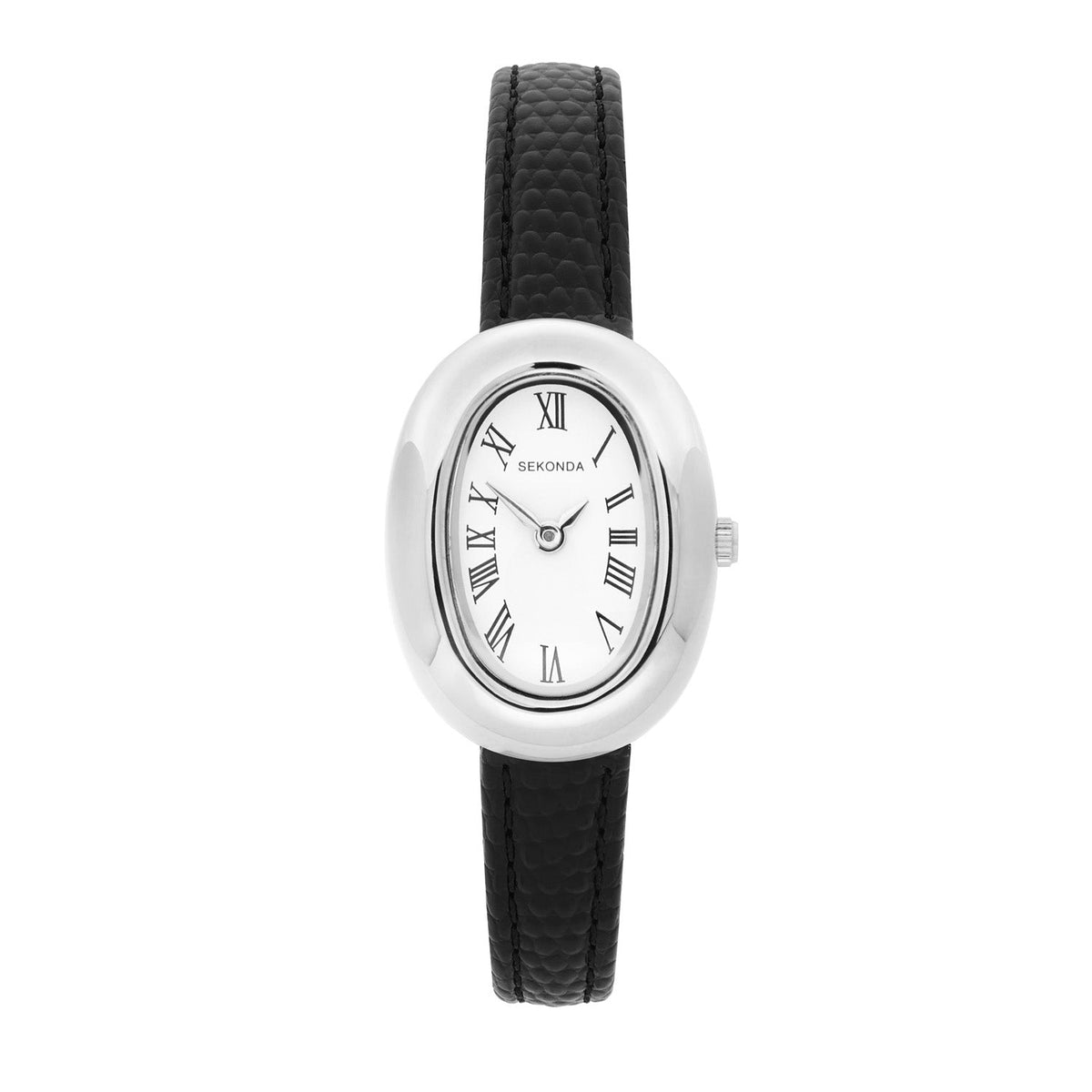 Sekonda Bellamy White Dial Black Leather Womens Watch SK40795 front packshot