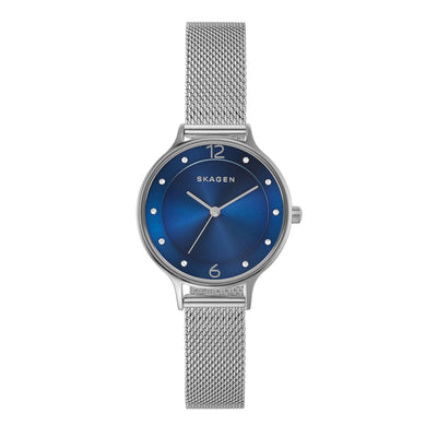 Skagen Anita Blue Swarovski Dial Stainless Steel Mesh Watch SKW2307