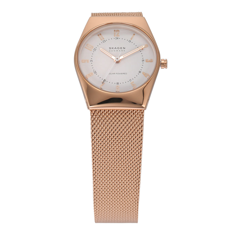 Skagen Grenen Lille 太阳能生态玫瑰金不锈钢网状手表 SKW3078