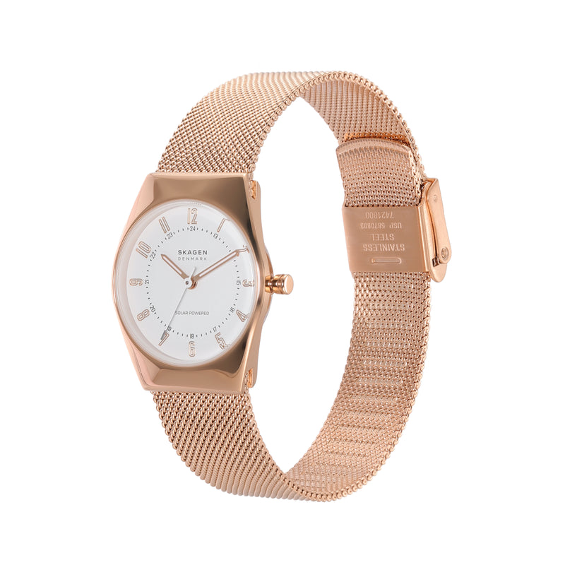 Skagen Grenen Lille 太阳能生态玫瑰金不锈钢网状手表 SKW3078