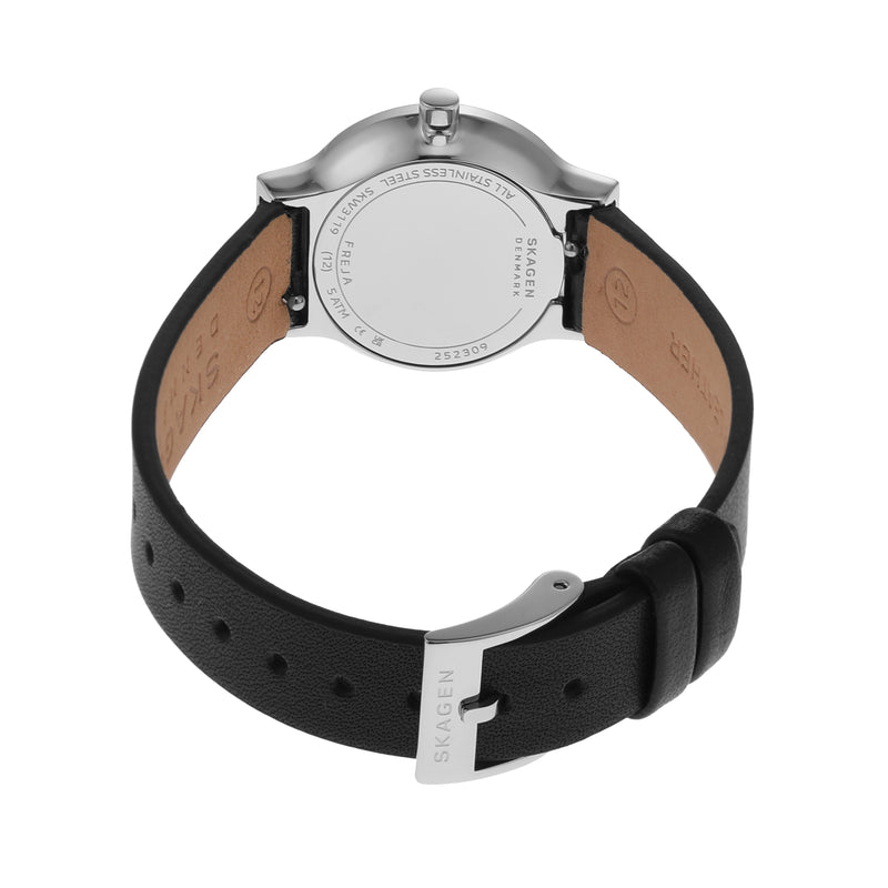 Skagen Freja Lille Elegant Black Leather Minimalist Watch SKW3119