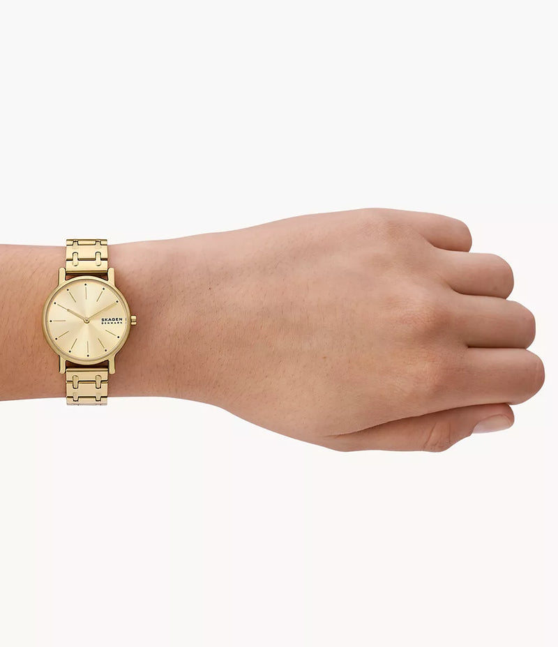 Elegant Skagen Signatur Lille Gold Stainless Steel Watch - Minimalist Two-Hand Design SKW3124