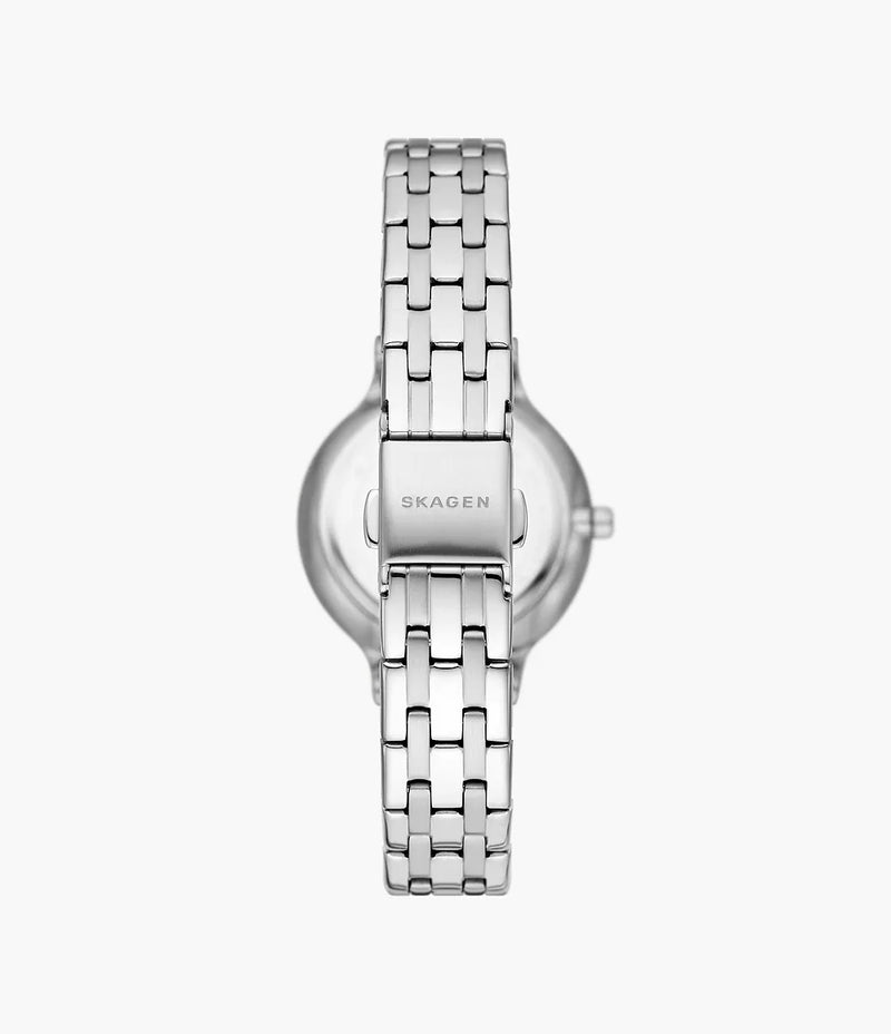 Skagen Anita Lille 优雅银色不锈钢手表，带三针显示 SKW3126