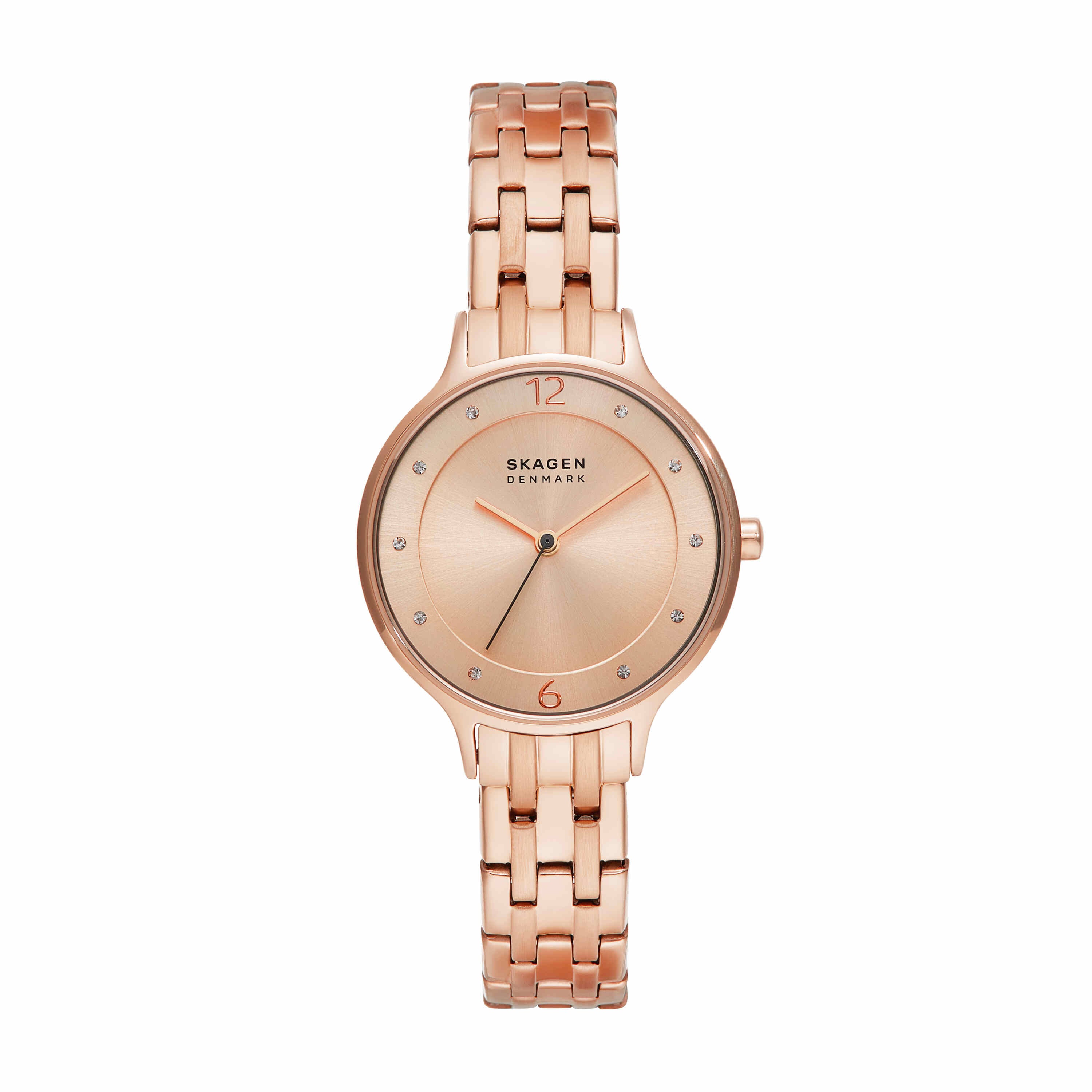 Skagen Anita Rose Gold Stainless Steel Watch with Three-Hand Movement SKW3128