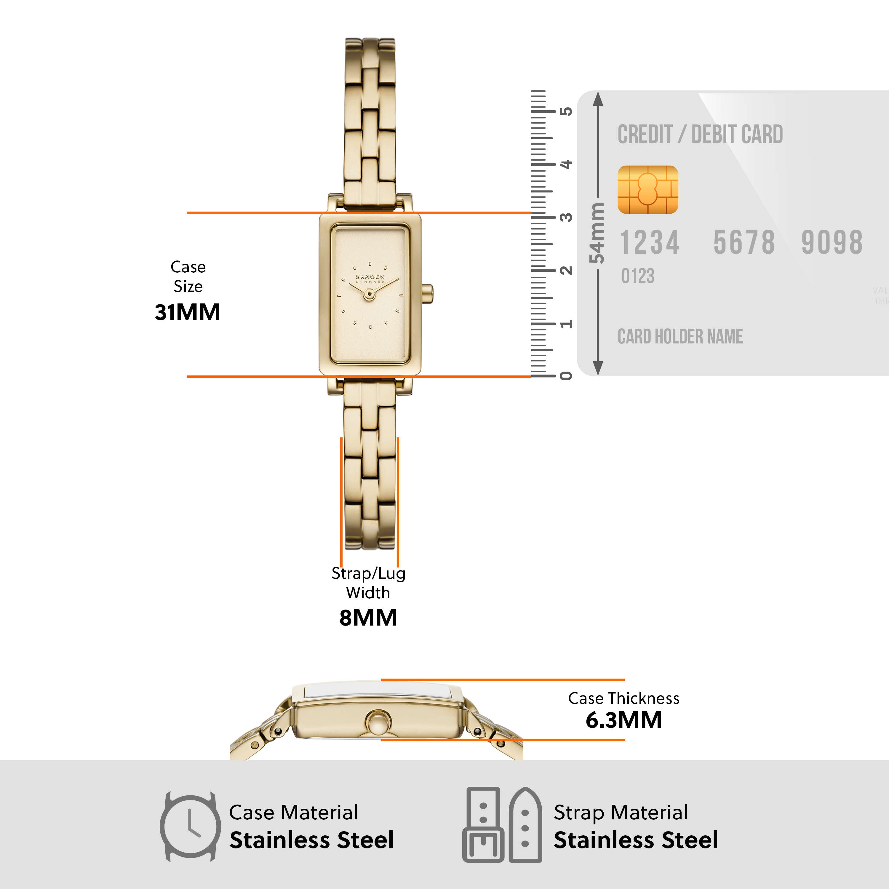 Skagen Hagen Micro Gold Dial Stainless Steel Watch SKW3154