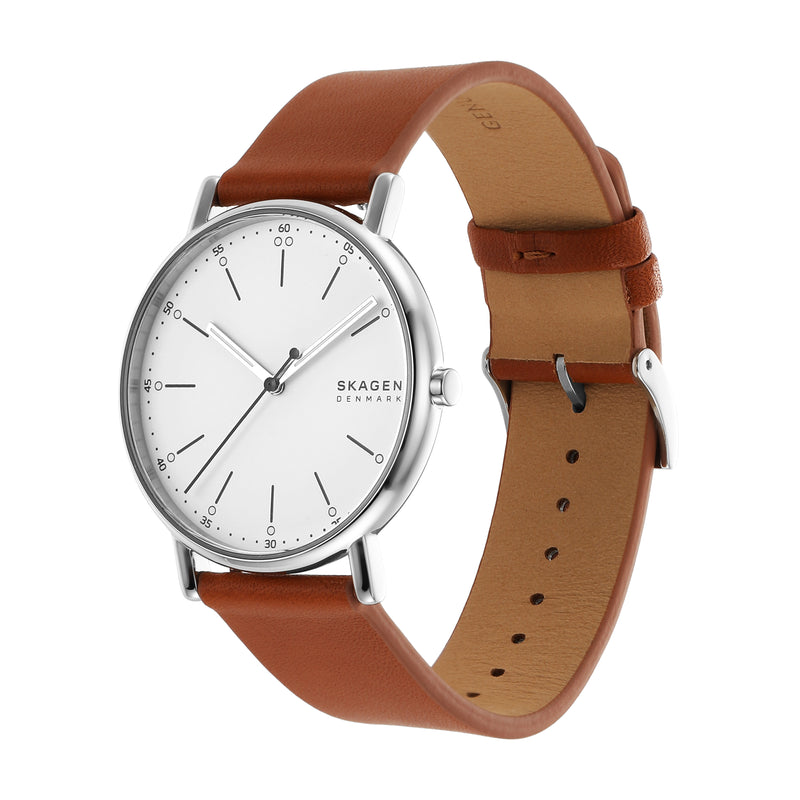 Skagen Signatur SKW6903 经典三手提行李箱皮革手表