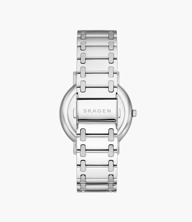 Skagen Signatur 优雅银色不锈钢手表，带三针机芯 - 型号 SKW6912