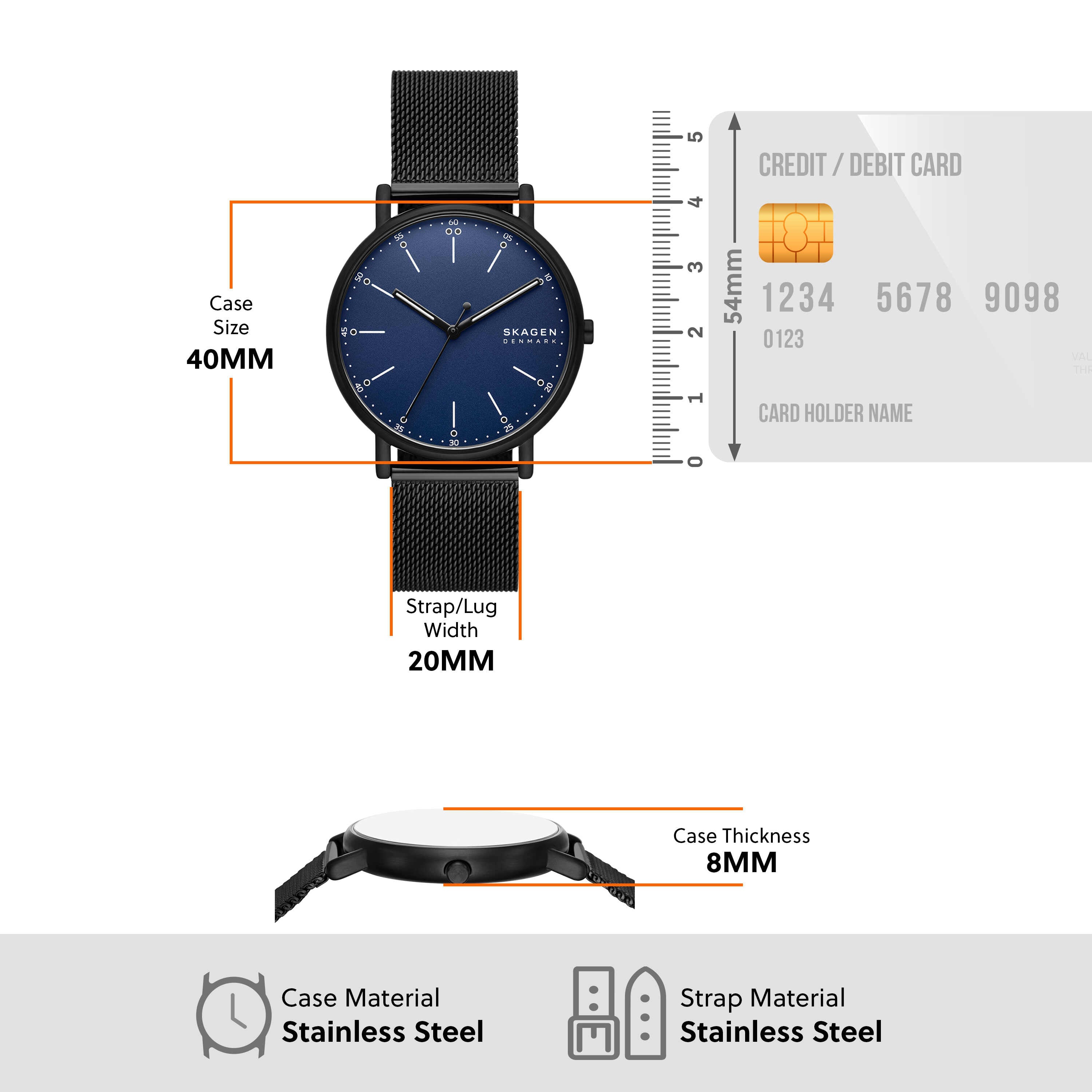 Skagen Signatur Black Stainless Steel Mesh Watch and Strap Set SKW6933SET