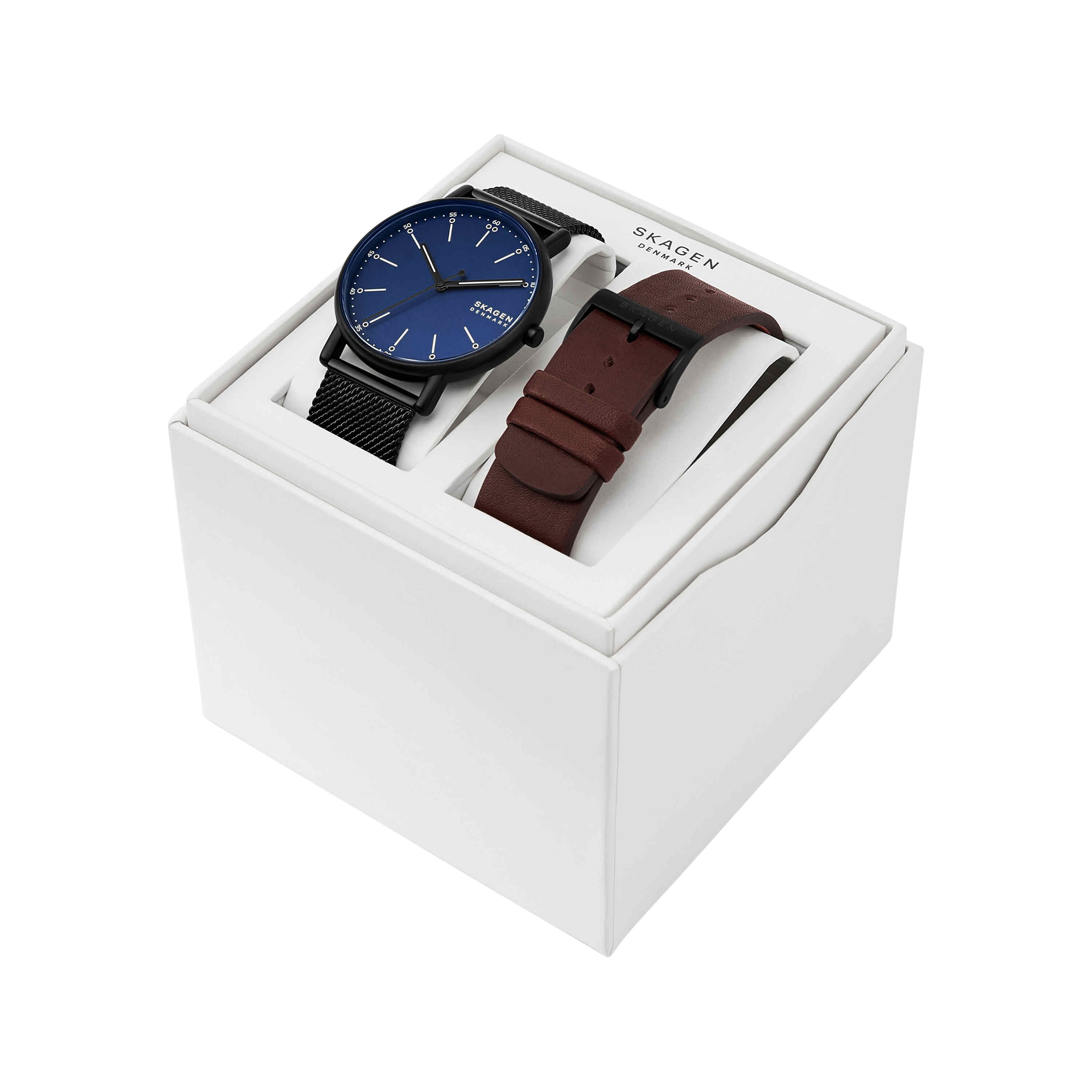 Skagen Signatur Black Stainless Steel Mesh Watch and Strap Set SKW6933SET