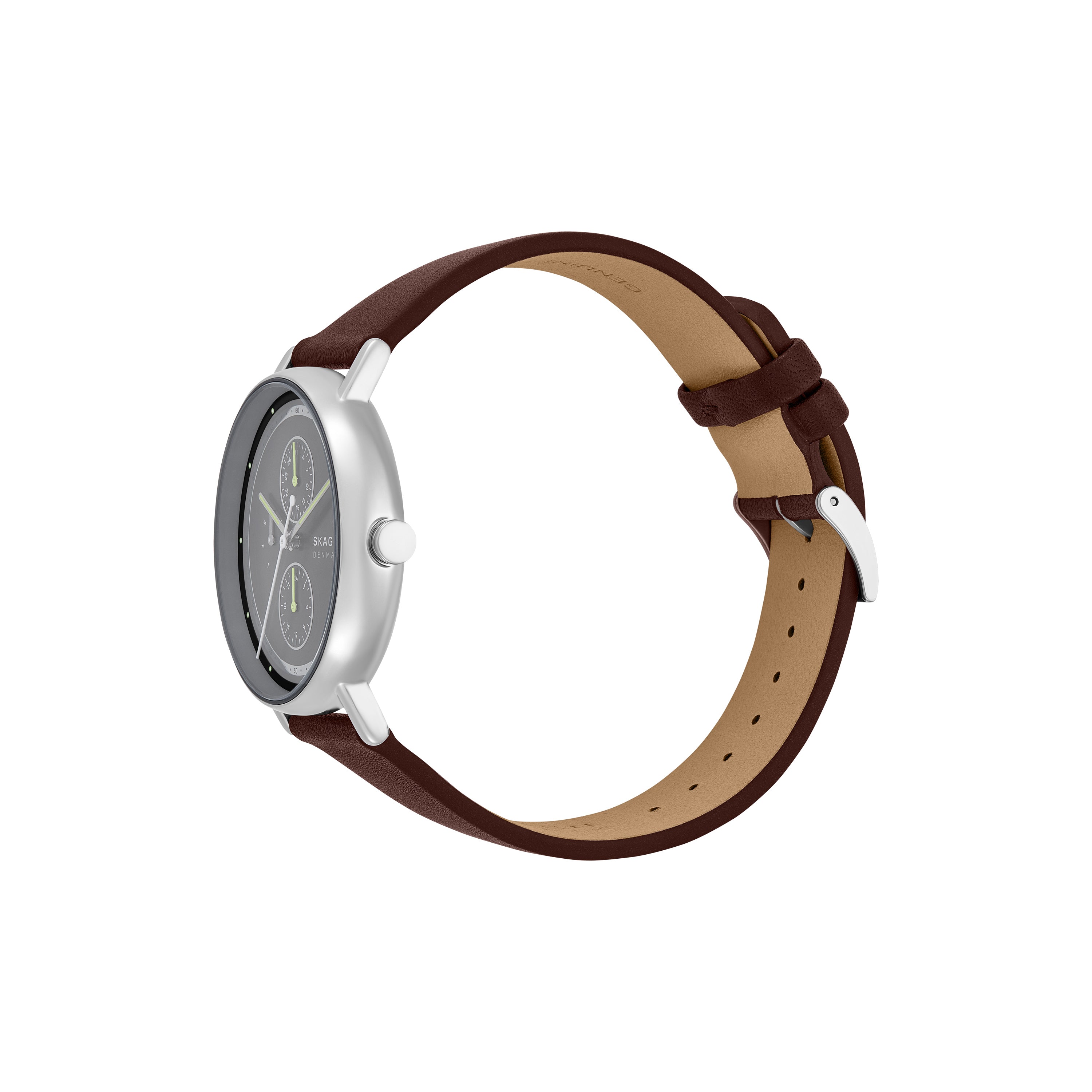 Skagen Signatur Gray Dial Brown Leather Strap Watch SKW6941