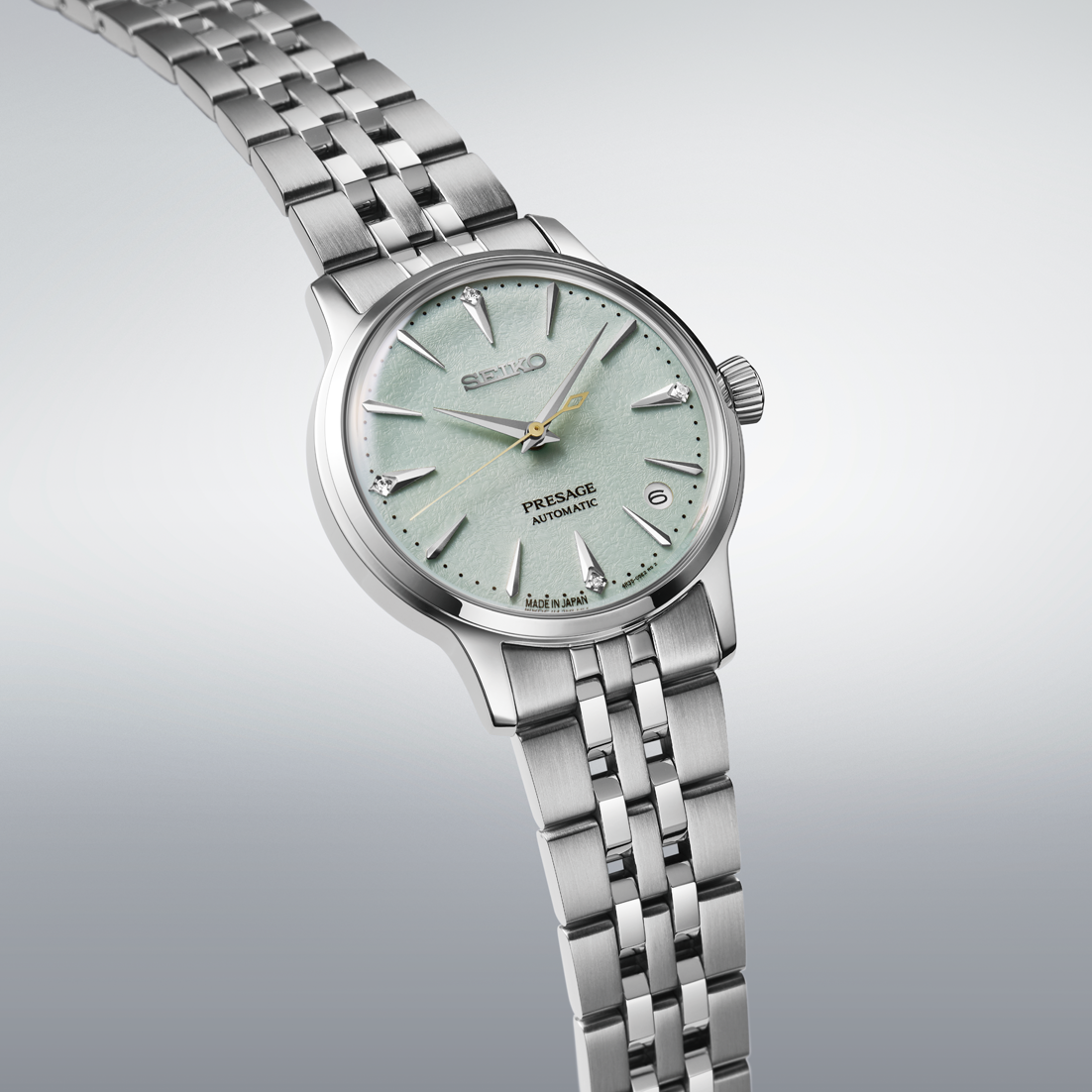Seiko Presage Daytime 'Frozen Mojito' Automatic Blue Green Dial Watch with Diamonds SRPL63J