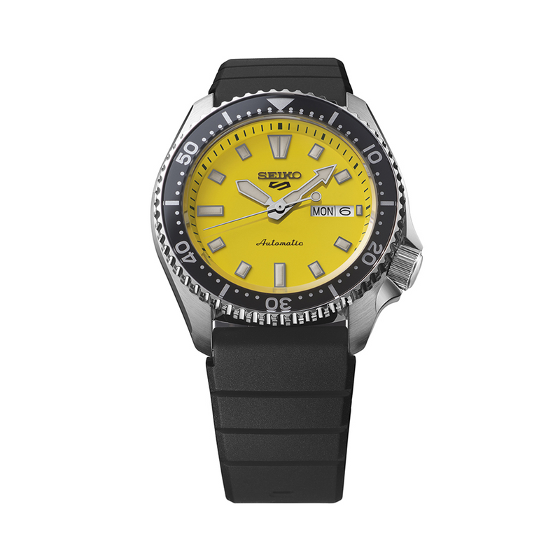 Seiko 5 Sports SKX Series Automatic Yellow Dial Rubber Band Watch SRPL87K