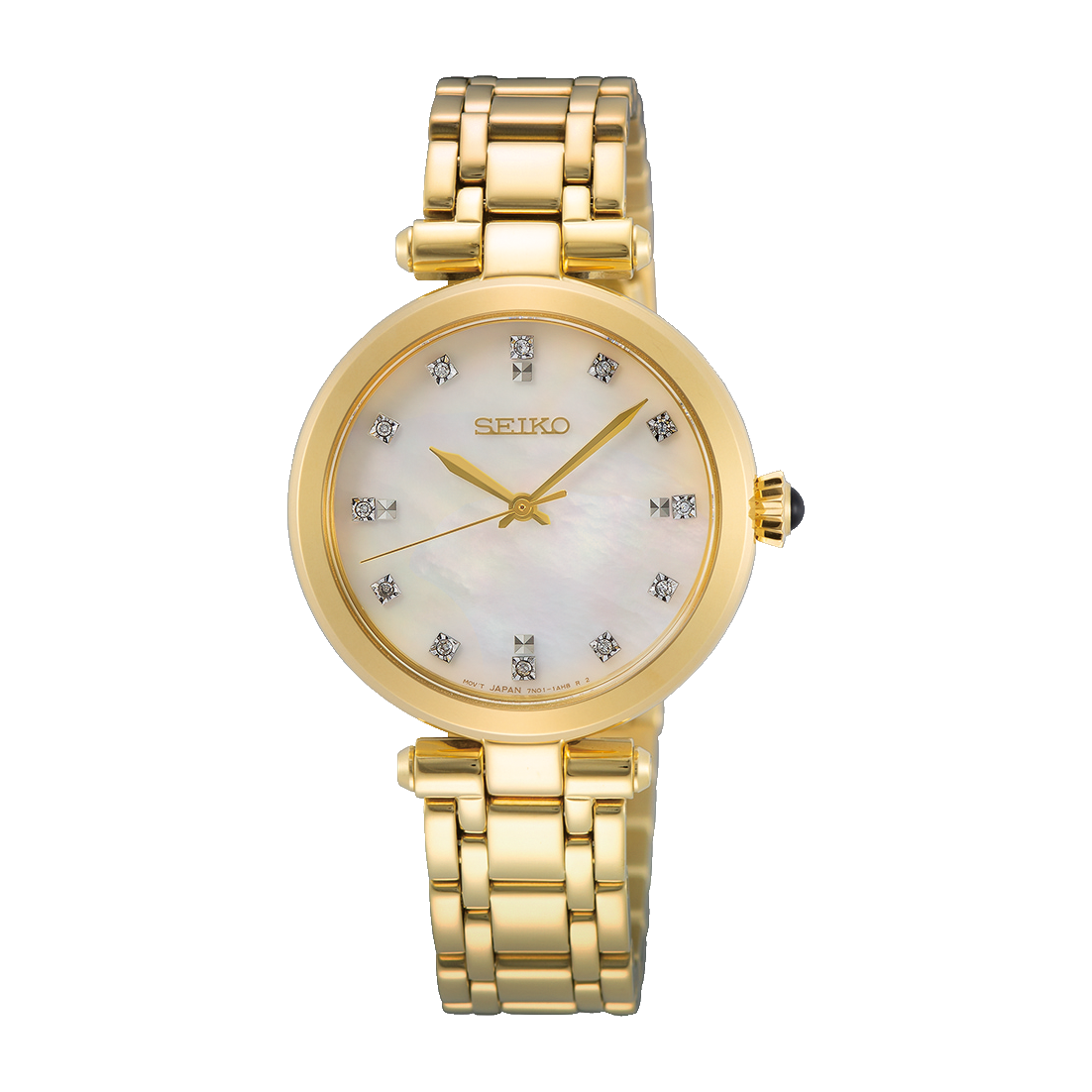 Seiko Ladies Mother of Pearl Dial Gold Dress Watch SRZ536P