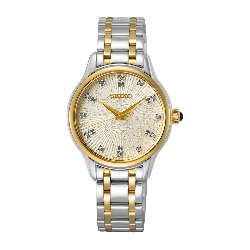 Seiko Two-Tone Dimond Marker Ladies Watch SRZ550P