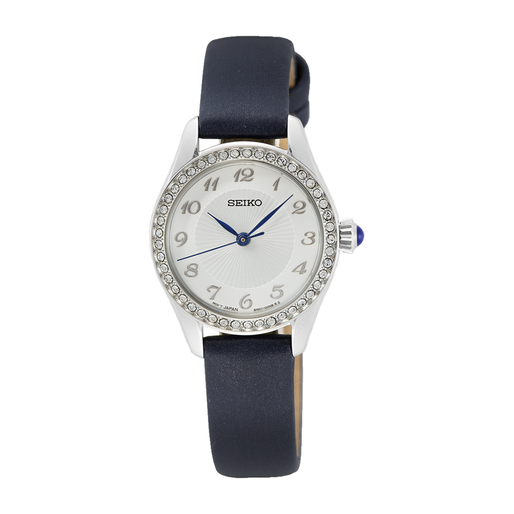 Seiko Ladies Daywear Silver Tone Leather Band Watch SUR385P2