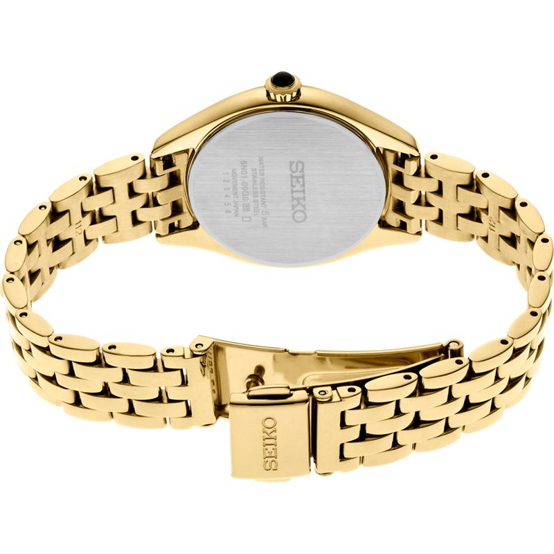 Seiko Conceptual Gold Stainless Steel Quartz White Dial Watch SUR538P