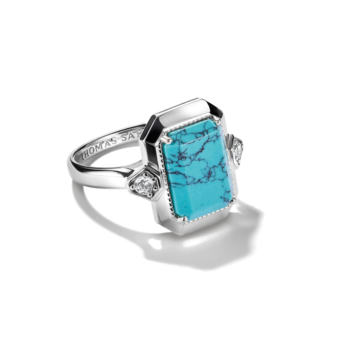 Thomas Sabo Ring with Imitation Turquoise Stone Silver