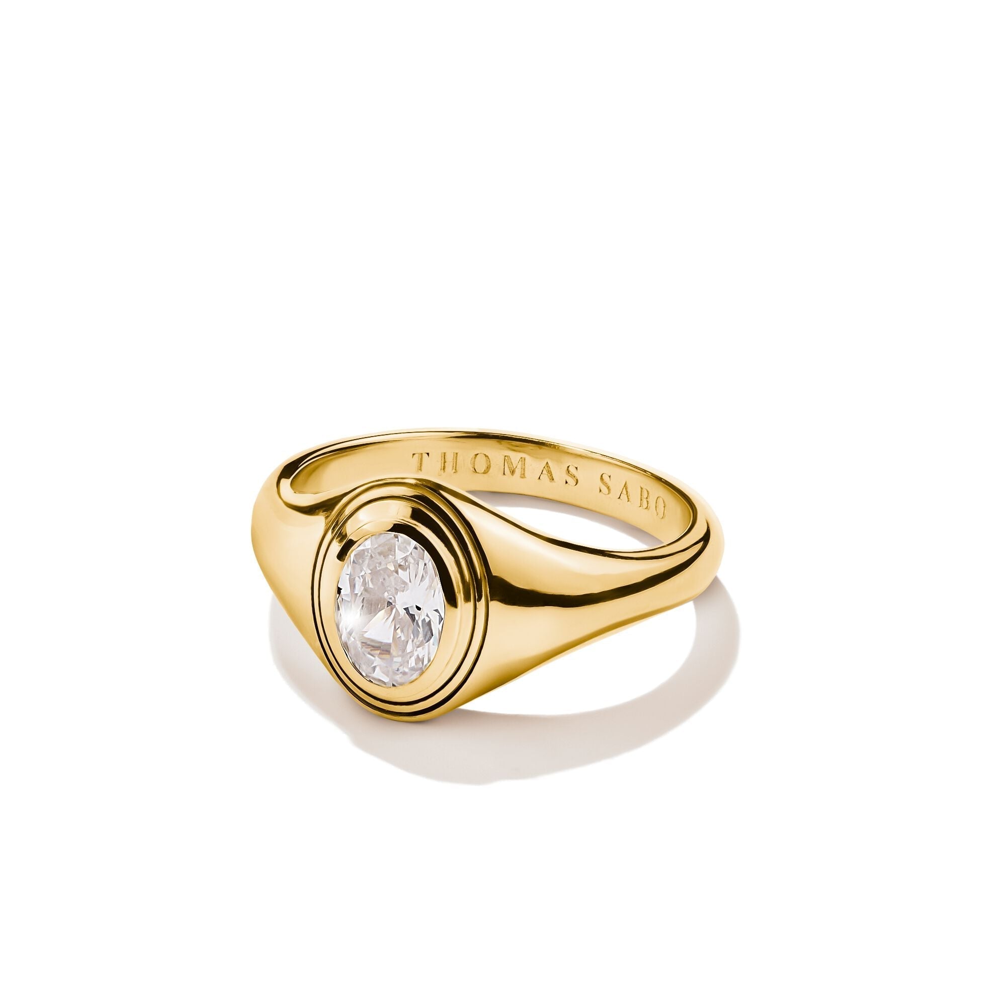 THOMAS SABO Ring with Oval White Zirconia Stone Gold