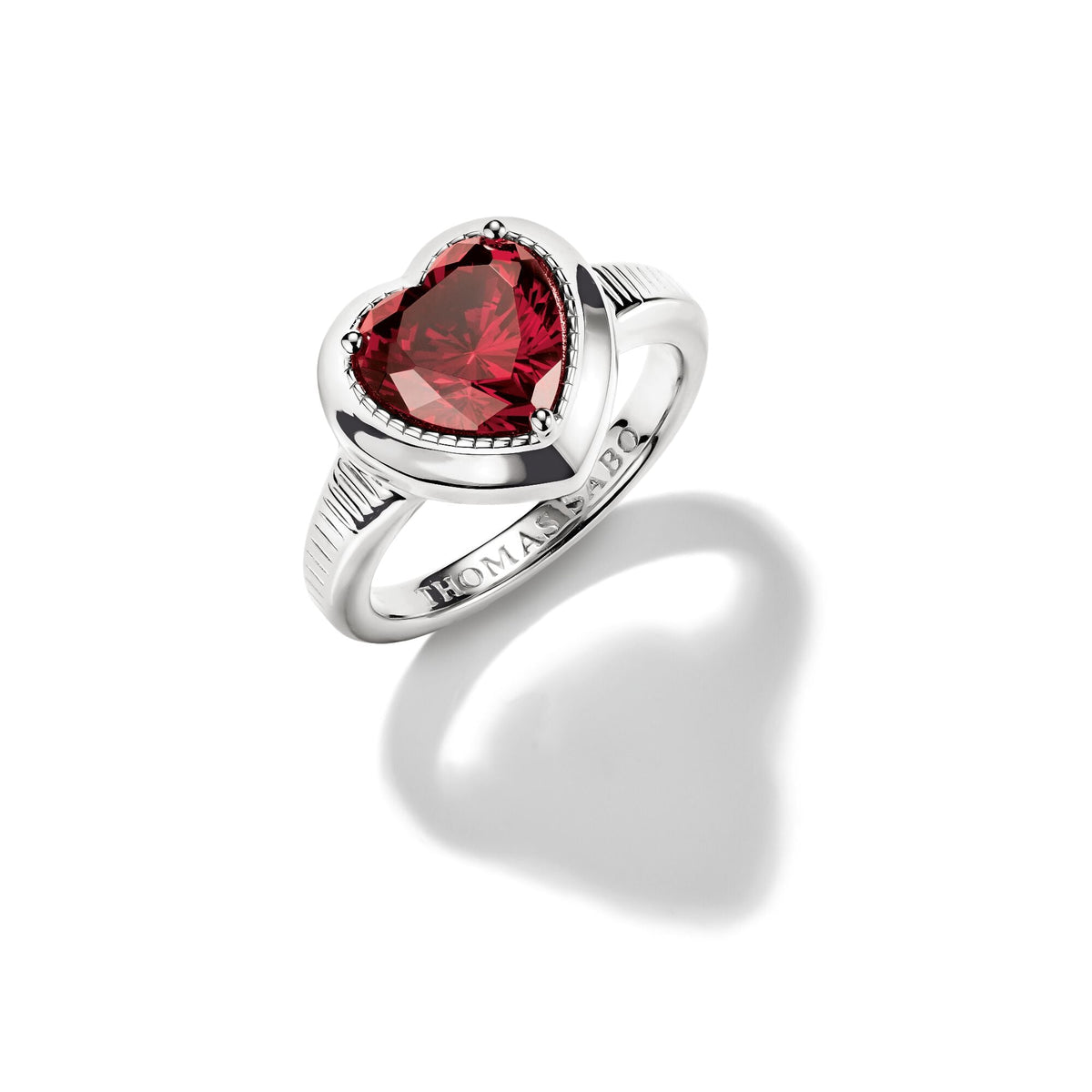 Thomas Sabo Ring with Red Heart Zirconia Stone Silver