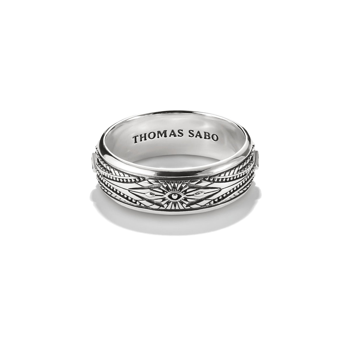 Thomas Sabo Ring with Engravings and White Zirconia Stones
