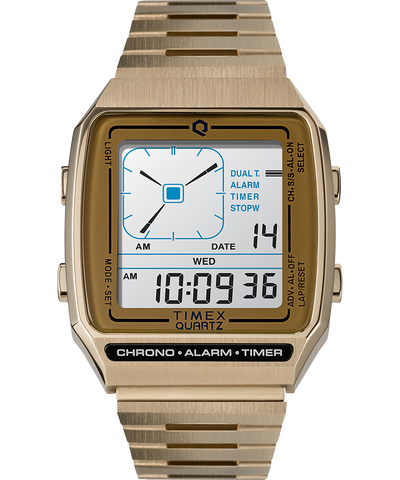 Q Timex Reissue Digital LCA 32.5 毫米不锈钢表带手表 TW2U72500