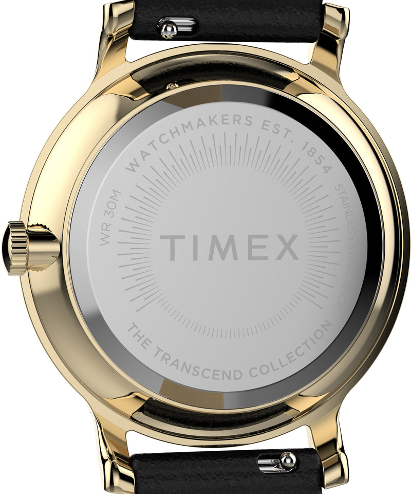 Timex Transcend 34 毫米皮革黑色表盘手表 TW2V92600