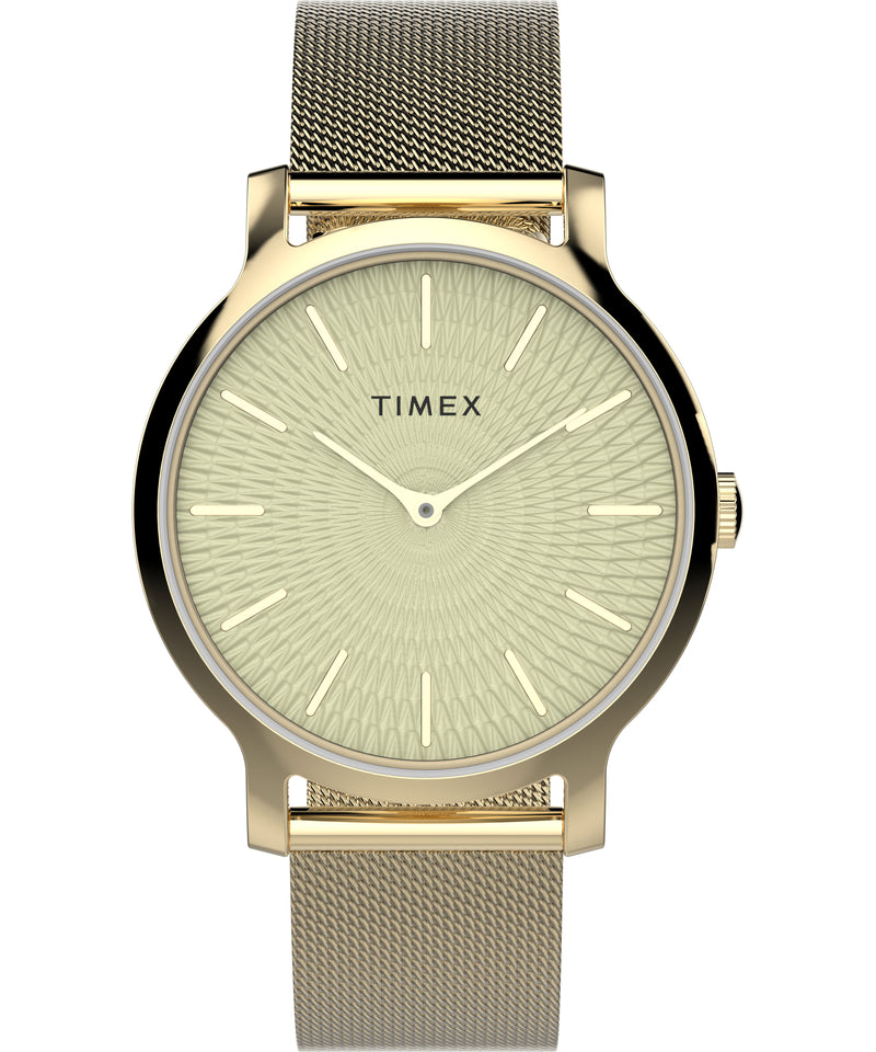 Timex Transcend 34 毫米不锈钢金色表盘手表 TW2V92800