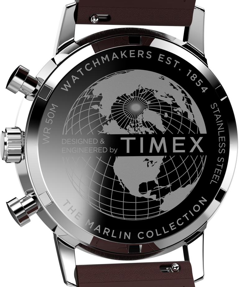 Timex Marlin Chronograph Tachymeter 40mm Leather Strap Watch TW2W10200