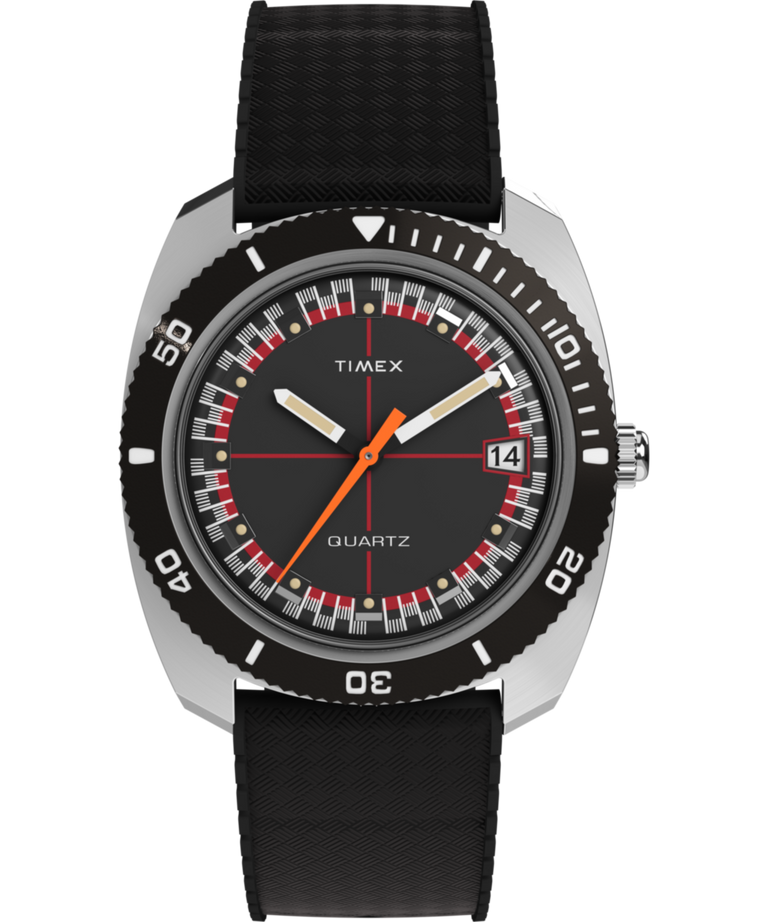 Q Timex Reissue 1971 Velocity Rubber Strap Watch TW2W22400