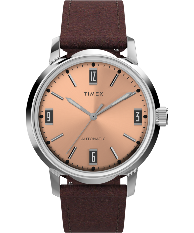 Timex Marlin 自动 40 毫米皮革表带手表 TW2W33800