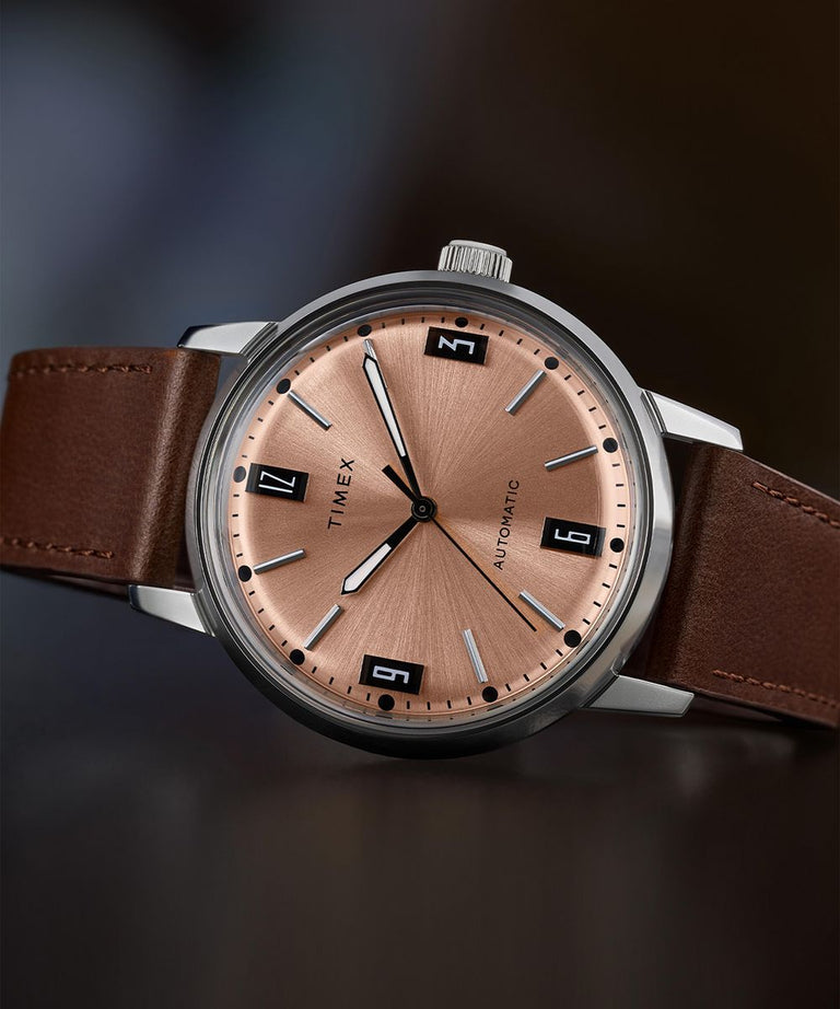 Timex Marlin 自动 40 毫米皮革表带手表 TW2W33800
