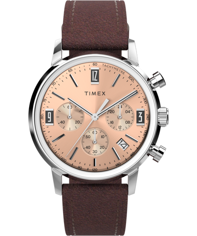 Timex Marlin Chronograph Tachymeter 40mm Leather Strap Watch TW2W51400