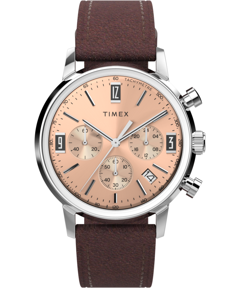 Timex Marlin Chronograph Tachymeter 40mm Leather Strap Watch TW2W51400