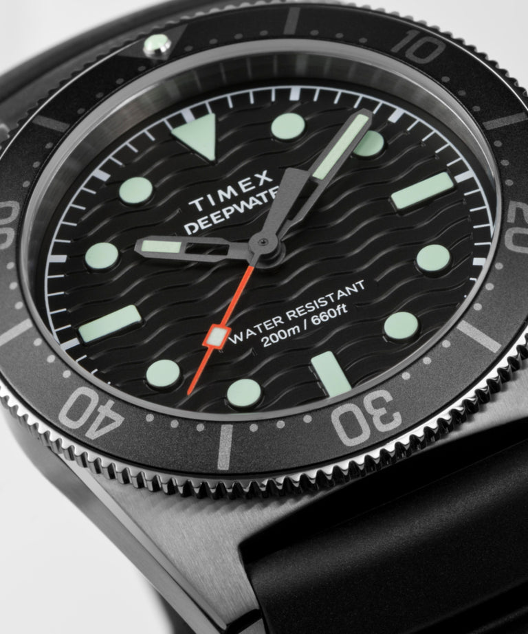 Timex Deepwater Reef 200M 41 毫米黑色橡胶表带手表 TW2W74700