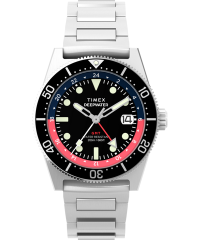 Timex Deepwater Reef 200M GMT 41 毫米不锈钢表带手表 TW2W95300