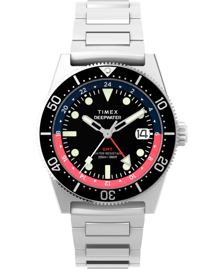 Timex Deepwater Reef 200M GMT 41 毫米不锈钢表带手表 TW2W95300