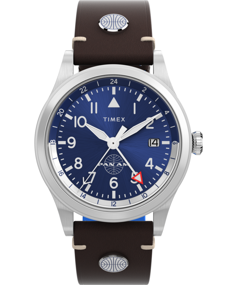 Timex Waterbury GMT x Pan Am® Brown Leather Watch TW2W97300