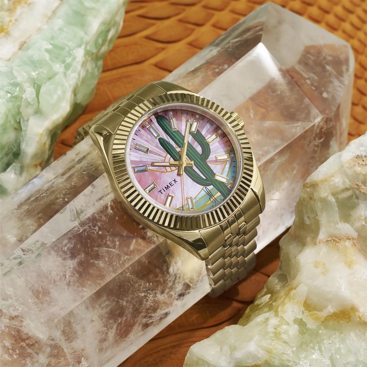 Timex x Jacquie Legacy Aiche Desert Daze Cactus Gold Watch TW2Y45100